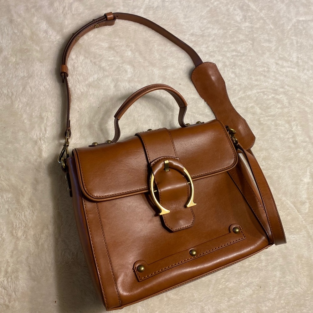 Brown Buckled Crossbody